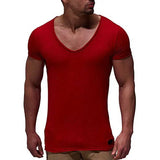 Nukty New Arrival Deep V Neck Short Sleeve Men T Shirt Slim Fit T-shirt Men Thin Top Tee Casual Summer Tshirt Camisetas Hombre