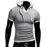 Nukty Men's T Shirt Summer Slim Fitness Hooded Short-Sleeved Tees Male Camisa Masculina Sportswer T-Shirt Slim Tshirt Homme 3XL