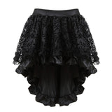 Nukty Women Gothic Floral Lace Ruffled Skirt Asymmetrical High Low Skirt Steampunk Pirate Skirts Halloween Costumes Plus Size