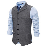 Nukty Autumn Business Vest Men's Clothing Male Lapel Casual Men Suit Vest With Pockets Vest Outerwear Chaleco Hombre