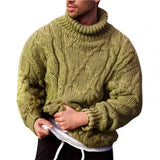 Nukty Long Sleeve Thickened Men Sweater Coarse Woolen Yarn Turtleneck Twist Ribbed Knitted Sweater for Autumn Winter