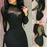 Nukty Sexy Bandage Autumn Women Bodycon Sheath Dress Sexy Red Knitted Cotton Long Sleeve Spring Dress Casual Black Party Dresses