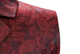 Nukty Wine Red Paisley Jacquard Long Vest Men Double Breasted Lapel Brocade Vest Waistcoat Mens Gothic Steampunk Sleeveless Tailcoat