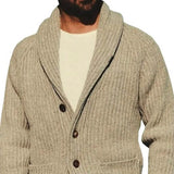 Nukty Knitted Cardigan Turndown Collar Woolen Yarn Keep Warm Men Clothing Cardigan for Outdoor