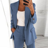 Nukty Autumn Elegant Top Office Women's Thin Suit Jacket Single Button Suit Jacket Women's Long Arm Monochrome Jacket