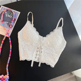 Nukty Sexy Lace Strap Crop Tops For Women Fashion Sleeveless Design Corset Bustier Party Top Summer Bralette Short Camisole