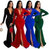 Dresses for Women Evening Party Dress Long Bodycon Dress Sexy Party Dresses Winter Clothes for Women Long Sleeve V-neck