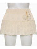 Nukty Knitted Low Waist Y2K Short Skirt Preppy Style Cute Girl Streetwear Aesthetic Fairycore Drawstring Womens Skirts