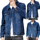 Nukty Spring Colorfast Men Jeans Coat Single-breasted Turn-down Collar Denim Cardigan Jacket Slim Fit Outwear jaqueta jeans masculina