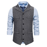 Nukty Autumn Business Vest Men's Clothing Male Lapel Casual Men Suit Vest With Pockets Vest Outerwear Chaleco Hombre