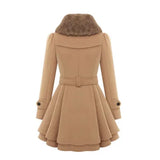 Nukty Women's Winter Slim Long Wool Sherpa Coat Double Breasted Padded Korean Cashmere Coat England Style Trench