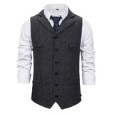 Nukty Autumn Business Vest Men's Clothing Male Lapel Casual Men Suit Vest With Pockets Vest Outerwear Chaleco Hombre