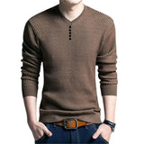 Nukty Hot Sale Solid Color Pullover Men V Neck Men Sweater Casual Long Sleeve Brand Mens Sweaters High Quality Wool Cashmere Sweaters