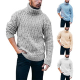 Nukty Sweater Ribbed Thermal Soft Ribbed Twisted Thick Woolen Yarn Turtleneck Men's Loose Knit Sweater for Winter