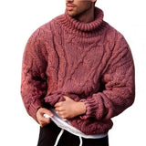 Nukty Long Sleeve Thickened Men Sweater Coarse Woolen Yarn Turtleneck Twist Ribbed Knitted Sweater for Autumn Winter