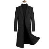 Nukty New Extra Long Wool Trench Coat Male Winter Brand Mens Cashmere Coat Slim Fit Woolen Peacoat Windbreaker Manteau Homme 4XL