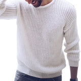 Nukty Men Sweaters Solid Color Round Neck Sweater Men Long Sleeve Knitted Pullover Men Sweaters Mens Clothes pull homme ropa hombre