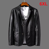 Nukty Spring PU Jackets Men Solid Color Leather Coat Casual Motorcycle Biker Leather Jacket Male Clothes Plus Size 5XL 6XL HX294