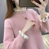 Nukty Autumn Winter Thick Sweater Women Knitted Ribbed Pullover Sweater Long Sleeve Fasion Slim Jumper Soft Warm Pull Femme