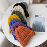 Nukty New Candy Colors Knitted Hats For Women Kpop Style Twist Woolen Beanie Hat Autumn And Winter Female Cap Keep Warm Winter Hat