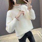 Nukty Autumn Winter Thick Sweater Women Knitted Ribbed Pullover Sweater Long Sleeve Fasion Slim Jumper Soft Warm Pull Femme