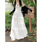 church outfit White Gentle Style Skirt Women's Early Spring High Waist Umbrella Skirt A- Line Skirt Long Skirt Cake Skirt Design Lace Skirt