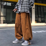 frat boy outfits Corduroy Pants Men's and Women's Japanese Retro Loose Wide-Leg Casual Pants All-Matching Workwear Ankle-Tied Pants Ins Fashion