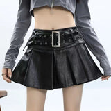 2000s fashion American High Waist Pleated Skirt Autumn and Winter Slimming New Pleated Skirt Hot Girl PU Leather Skirt Skirt