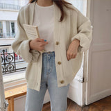 Nukty-shop discover style ideas Thick Sweater Coat for Women Early Autumn New Loose Lazy Casual Korean Style Long Sleeve Knitted Cardigan