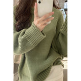 Nukty-shop fall outfits aesthetic Round Neck Long Sleeve Pullover New Autumn and Winter Japanese Style Lazy Retro High-Grade Coat Top for Women