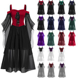 Nukty dress to impress New Halloween Dress Sling Contrast Color Chiffon Bandage Dress