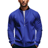 Fall Men's Stand Collar Jacket Solid Color Sports Casual Zipper Long Sleeve Top Men's Coat