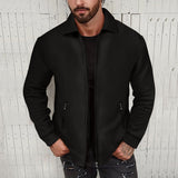 Coat Men's Spring Youth Waffle Zipper Pocket Lapel Slim Cardigan Men's Jacket Coat