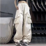 outfit ideas for school American Retro Overalls Women's Summer High Waist Straight Wide Leg Pants Design Loose Casual Mopping Pants