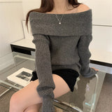 fashion outfits off-Shoulder off-Shoulder Sweater Women's Clothing Autumn and Winter New High-Grade Wear Sweater Women's Bottoming Underwear