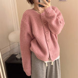 fall outfits 2024 Lazy Style Korean Style Loose Sweater Coat Autumn and Winter New Women's Clothing Solid Color Thickened Niche Knitted Cardigan