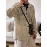 men fall outfits casual American Retro Lazy Style Hollow-out Sweater Men's Cardigan Button Sweater Coat Old Money Style High-Grade Wear Match