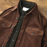 mens fashion Long Sleeve Shirt Men's Spring and Autumn New Japanese Retro Trendy Workwear Shirt Versatile Loose Corduroy Coat