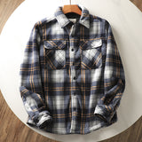 fall mens outfits Autumn and Winter Men's Fleece-lined Thickened Warm Loose Lamb Wool Flannel Plaid Shirt