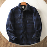 fall mens outfits Autumn and Winter Men's Fleece-lined Thickened Warm Loose Lamb Wool Flannel Plaid Shirt