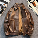 men’s outfits American Retro Leather Coat Men's Motorcycle Suit Pilot Leather Jacket Men's Coat Windproof Loose