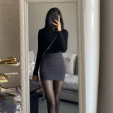 discover style ideas Black Irregular Skirt Women's Hip Skirt One-Step Skirt High Waist Sexy Tight Split A- line Skirt Suit Skirt