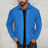 Coat Men's Spring Youth Waffle Zipper Pocket Lapel Slim Cardigan Men's Jacket Coat