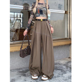 work outfits women Fall Loose High Waist Wide Leg Suit Pants Women's Casual Mopping Long Pants