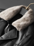 Nukty Haining Fall and Winter New Arrival Men Genuine Leather down Jacket Sheepskin Outwear Mink Fur Collar Mid Length Long Length Trench Coat Leather Coat