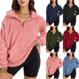 Nukty-shop outfit Autumn and Winter New Plush Fleece-lined Women's Stand Collar Sweater Casual