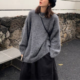 Nukty-shop fall outfits 2024 Autumn and Winter Japanese Style Fresh Soft Milk Lazy Style Sweater Women's Solid Color Base Solid Color Casual Loose Knitted Pullover