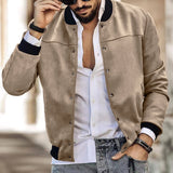 Autumn and Winter Suede Stand Collar Men's Button Cardigan Jacket Casual Trendy American Coat Men