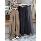 work outfits women Fall Loose High Waist Wide Leg Suit Pants Women's Casual Mopping Long Pants