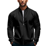 Fall Men's Stand Collar Jacket Solid Color Sports Casual Zipper Long Sleeve Top Men's Coat